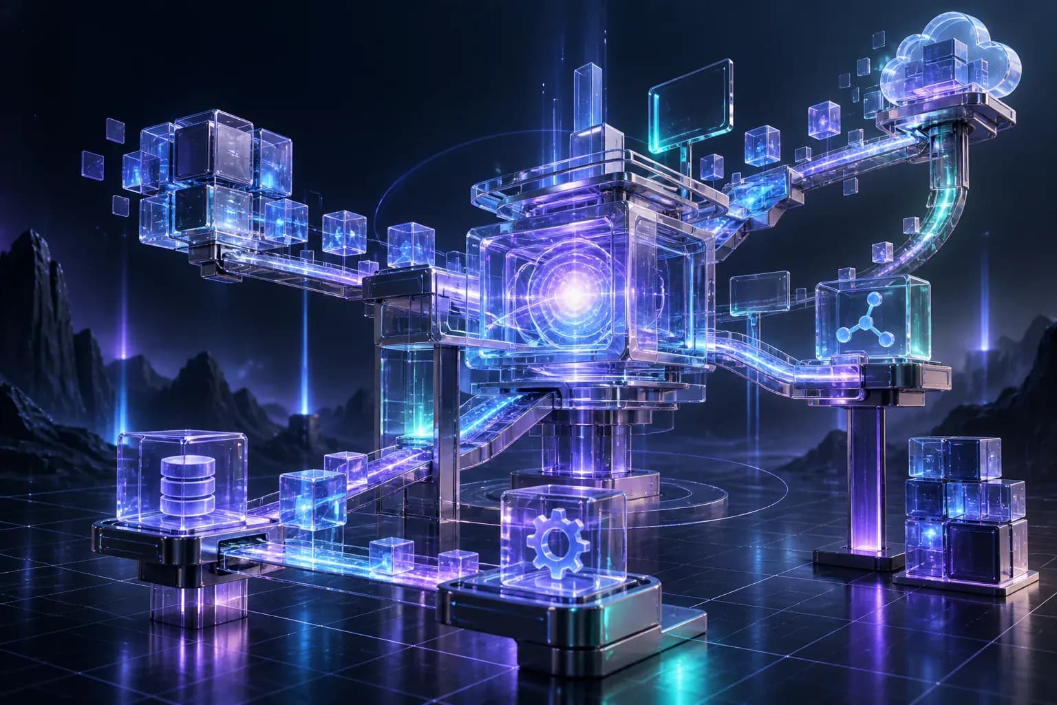 Bespoke modular software architecture assembling around a luminous core