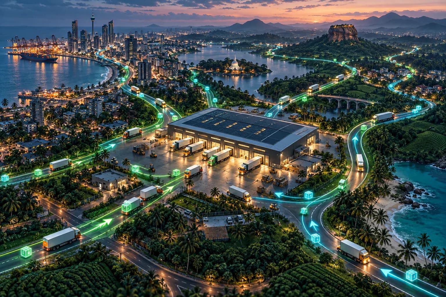Warehouse and delivery routes connected across Sri Lanka